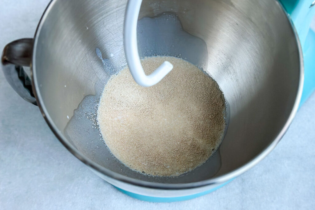 Yeast proofing in a bowl.