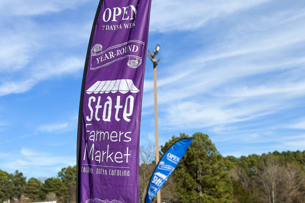 The sign for the State Farmers Market in Raleigh, NC